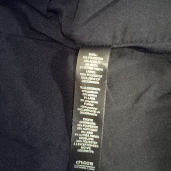 Chicos black label coated black white tweed jacket color block size 1 - Picture 8 of 10